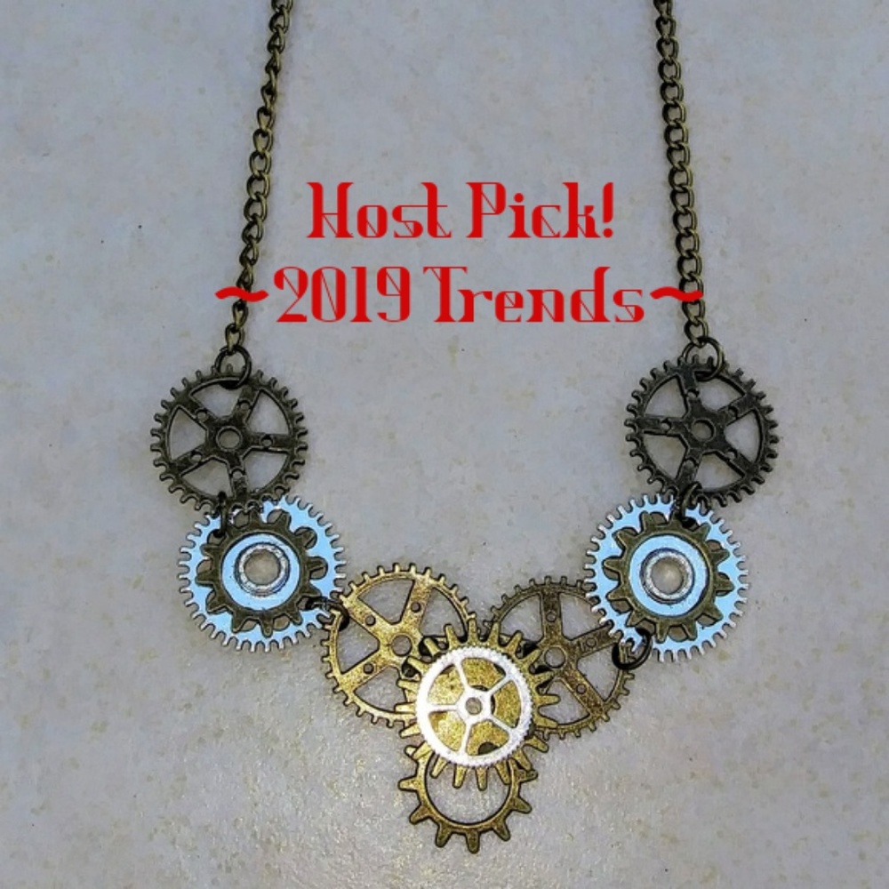 ๐ Steampunk Style Gear Necklace mixed metals 28" - Picture 5 of 5